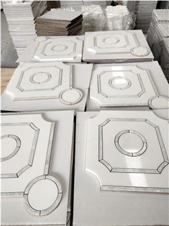 Thassos White And Oyster Shell Pattern Polished Mosaic Tiles