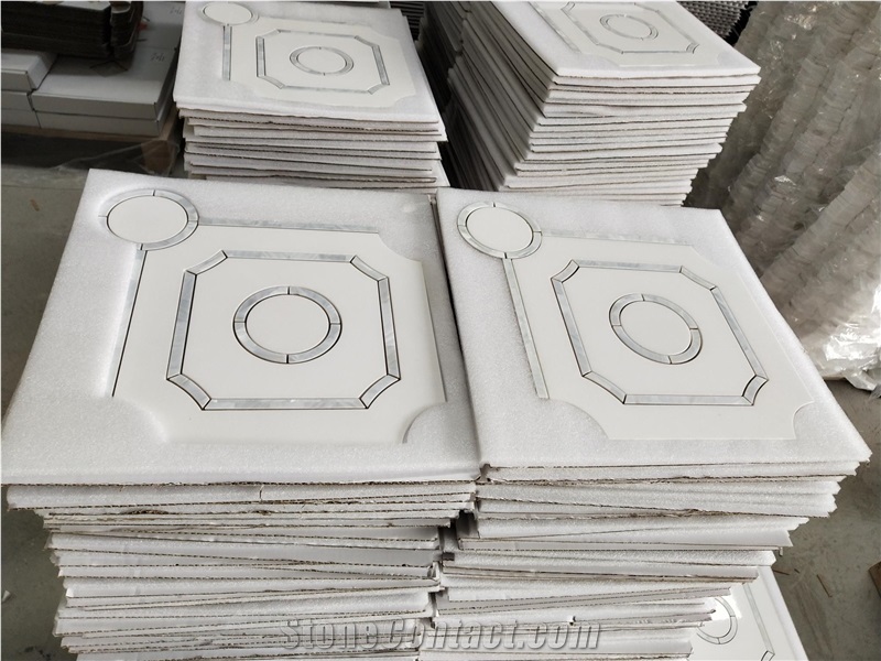 Thassos White And Oyster Shell Pattern Polished Mosaic Tiles