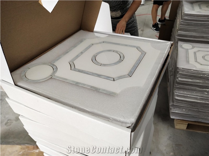 Thassos White And Oyster Shell Pattern Polished Mosaic Tiles
