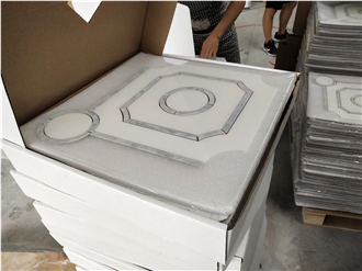Thassos White And Oyster Shell Pattern Polished Mosaic Tiles