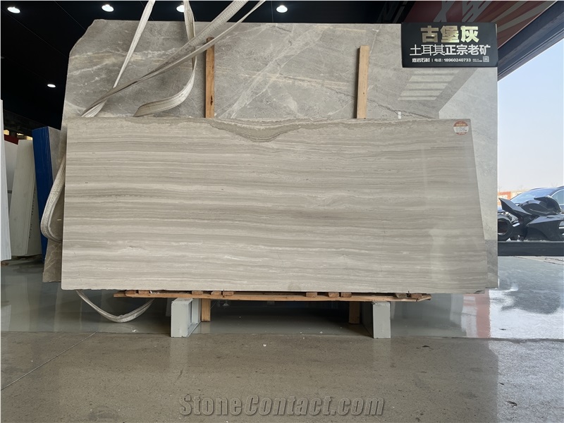 Athen Grey Marble Wooden White Slabs, Floor Tile