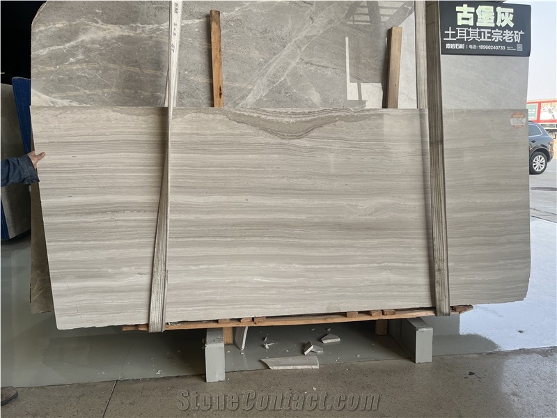 Athen Grey Marble Wooden White Slabs, Floor Tile