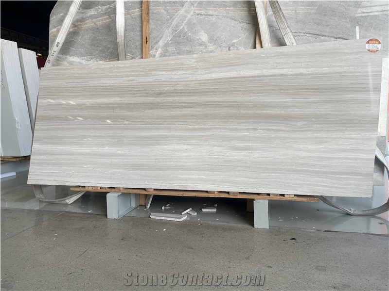 Athen Grey Marble Wooden White Slabs, Floor Tile
