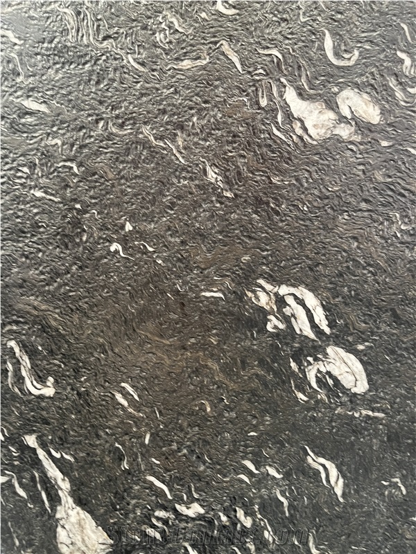 Titanium Black Snow Matrix Granite Slabs