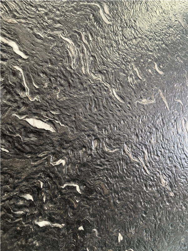 Titanium Black Snow Matrix Granite Slabs