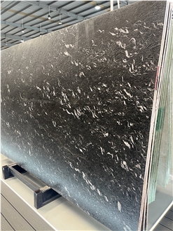 Titanium Black Snow Matrix Granite Slabs