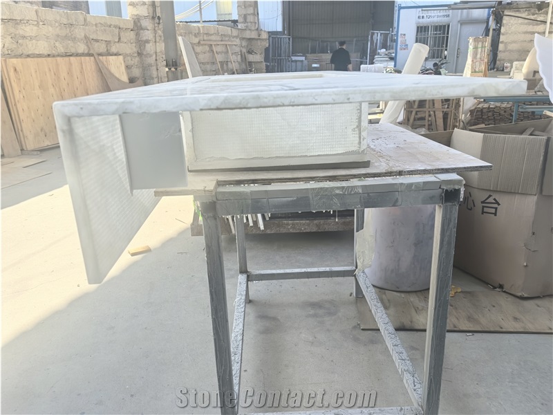 Prefab Crystal White Quartzite For Benchtops Vanity Tops