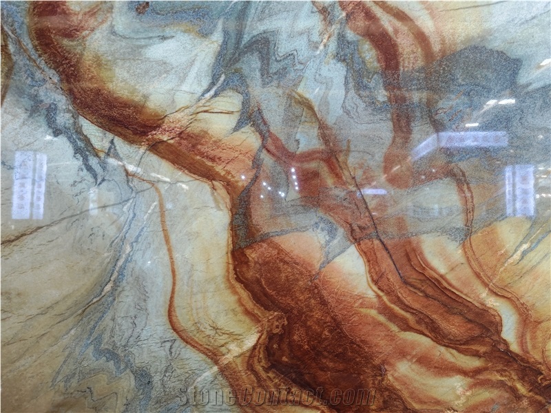 Botanic Blue Quartzite Slabs For Wall Decor