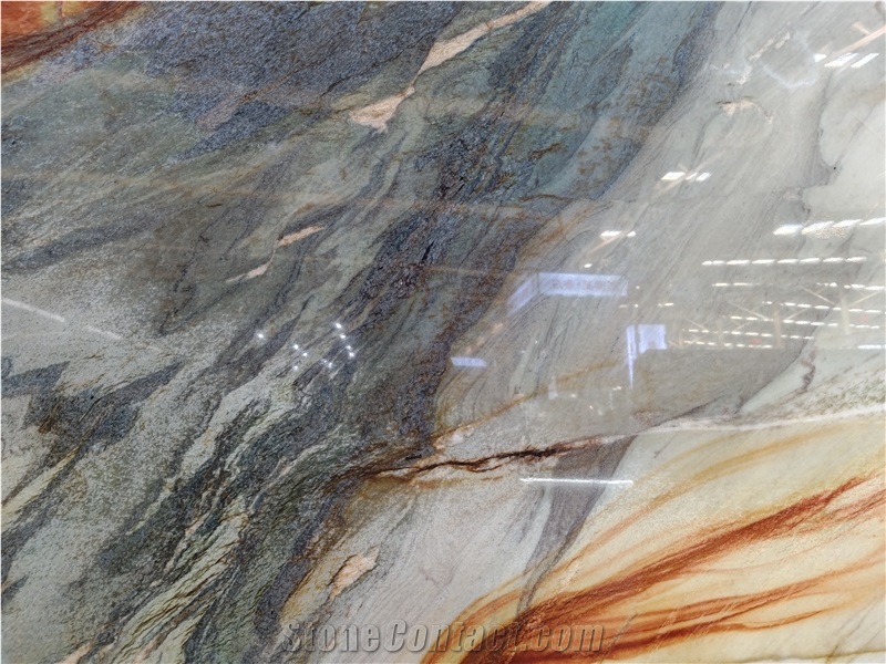 Botanic Blue Quartzite Slabs For Wall Decor