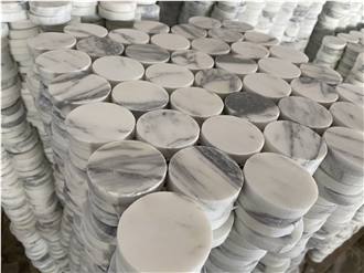 Statuario Marble Round Mosaic Tiles For Bathroom Floor