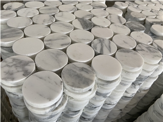 Statuario Marble Round Mosaic Tiles For Bathroom Floor