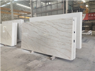 3200*1600Mm Artificial 5124 Calacatta Lavezzi Quartz Slabs