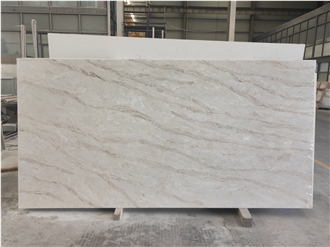 3200*1600Mm Artificial 5124 Calacatta Lavezzi Quartz Slabs