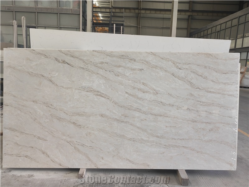 3200*1600Mm Artificial 5124 Calacatta Lavezzi Quartz Slabs