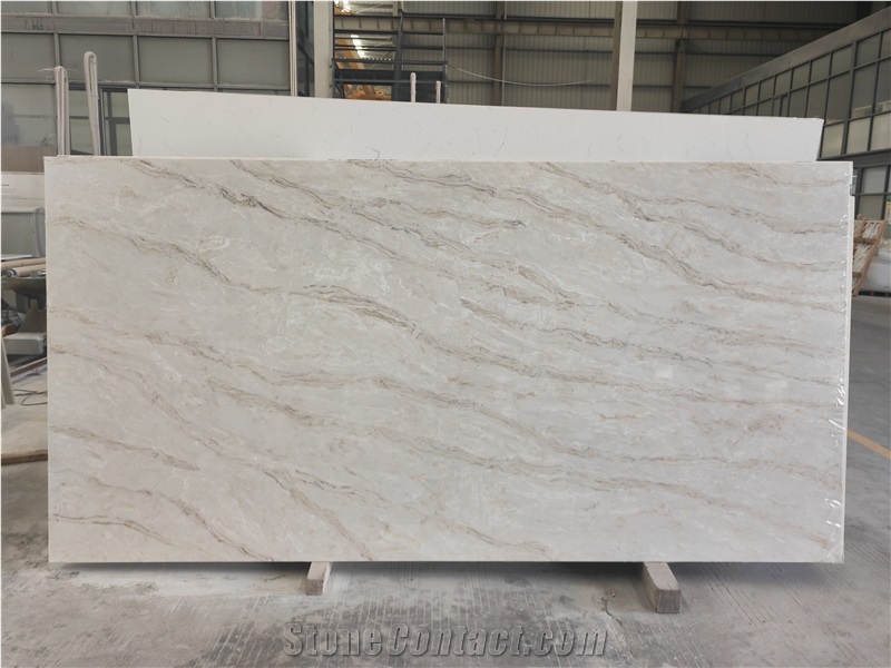 3200*1600Mm Artificial 5124 Calacatta Lavezzi Quartz Slabs
