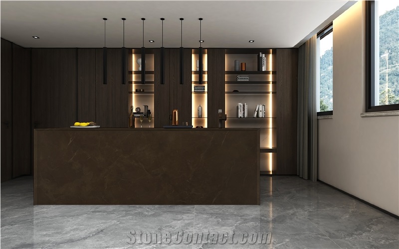 7010 Angola Brown PD Printed Quartz Island Tops