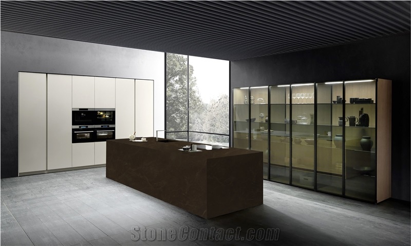 7010 Angola Brown PD Printed Quartz Island Tops
