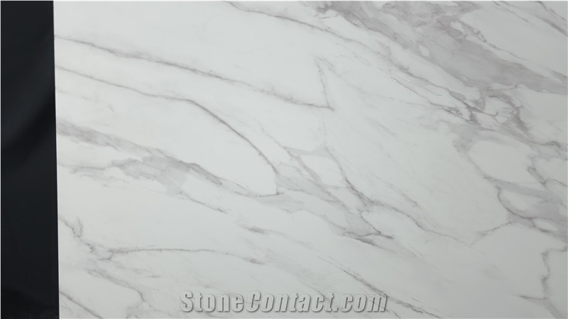 Artificial 7002 Calacatta Crema PD Printed Quartz Slabs