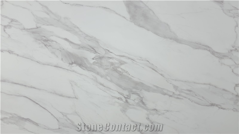 Artificial 7002 Calacatta Crema PD Printed Quartz Slabs