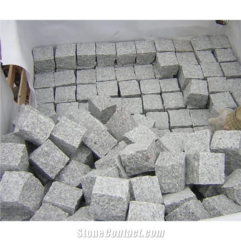 Light Grey Fine/Rough Grain Granite Cobble Stone