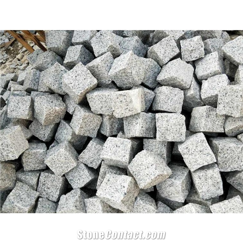 Light Grey Fine/Rough Grain Granite Cobble Stone