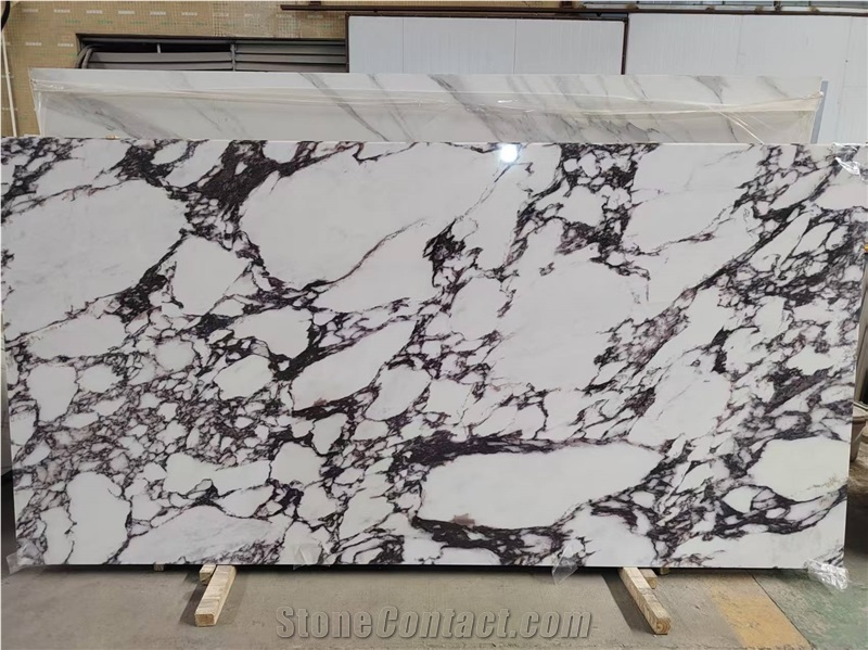 Full Body Italian Printed Quartz Slabs Bulgari Purple Marble Texture