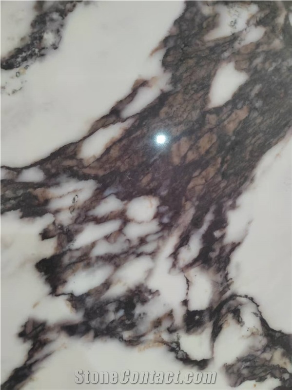 Full Body Italian Printed Quartz Slabs Bulgari Purple Marble Texture