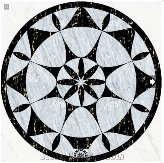 Waterjet Cut Marble Inlay Floor Medallion