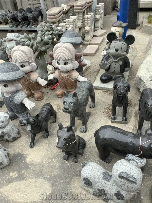 Garden  Black Granite Stone Animal Statues