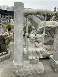 Granite  Children Sculpture Garden Decoration