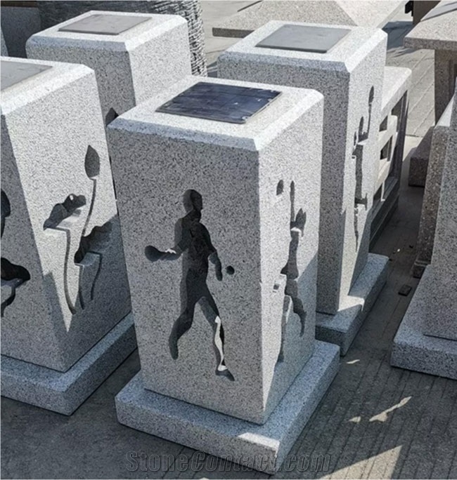 High Quality G654 Granite Lantern With Carving