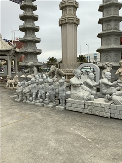 Life Size Outdoor Granite Children Carving Garden Statue