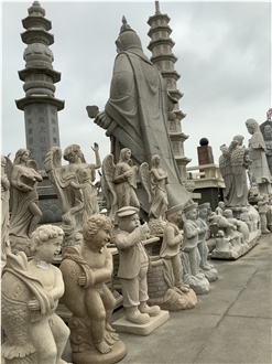 Life Size White Granite Woman And Child Statue