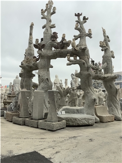 Natural Stone Granite Tree Statue For Outdoor Decoration