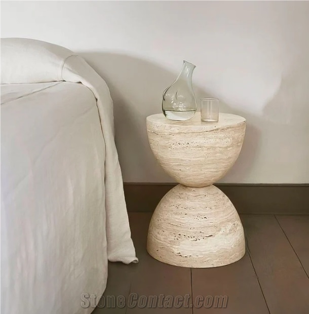 Binidali Table - Travertine Side Table