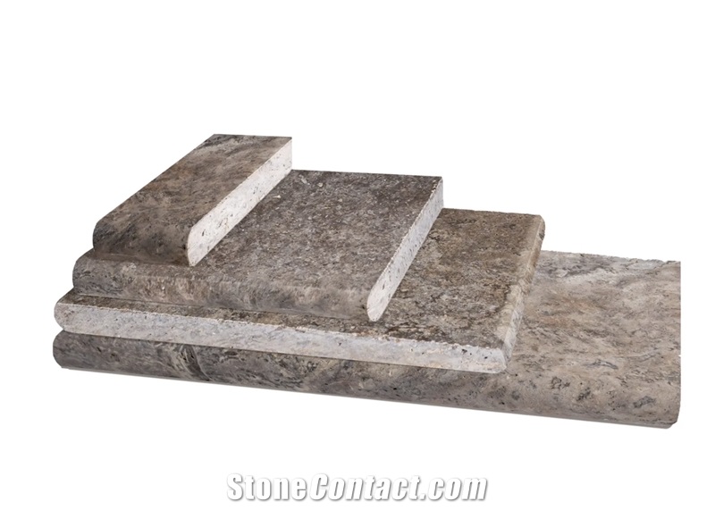 Rustic Silver Travertine Pool Coping And Pool Pavers