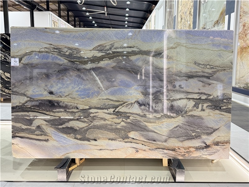 Azul Do Mar Vivid Pattern Polished Quartzite Brazil Slabs