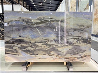 Azul Do Mar Vivid Pattern Polished Quartzite Brazil Slabs