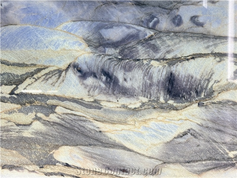 Azul Do Mar Vivid Pattern Polished Quartzite Brazil Slabs