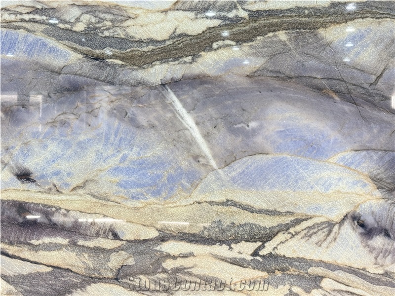Azul Do Mar Vivid Pattern Polished Quartzite Brazil Slabs