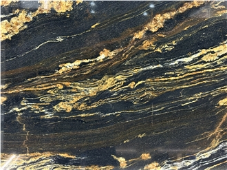 Black Taurus With Gold Veins Polished Brazil Granite Slabs