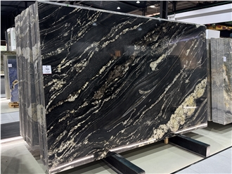 Black Taurus With Gold Veins Polished Granite Slabs