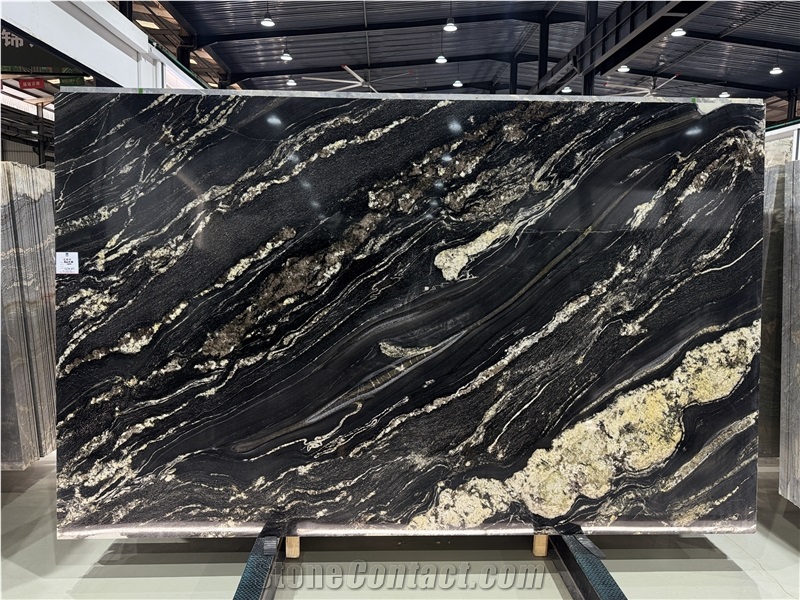 Black Taurus With Gold Veins Polished Granite Slabs