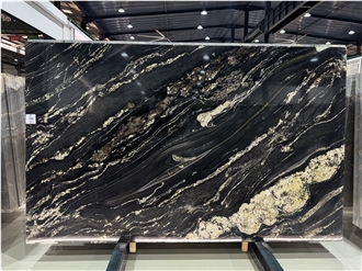 Black Taurus With Gold Veins Polished Granite Slabs