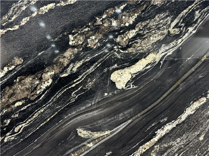 Black Taurus With Gold Veins Polished Granite Slabs