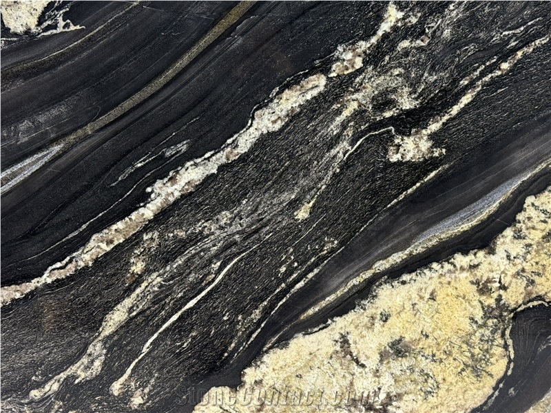 Black Taurus With Gold Veins Polished Granite Slabs