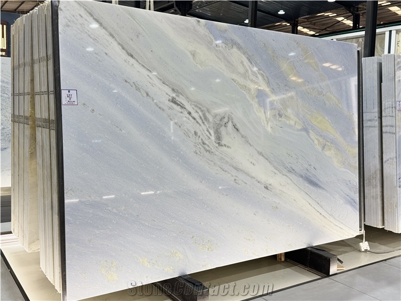 Blue Cielo Sky Brazilian Marble Slabs With Diagonal Veins