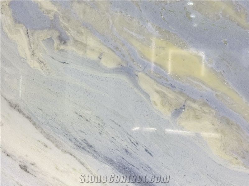 Blue Cielo Sky Brazilian Marble Slabs With Diagonal Veins
