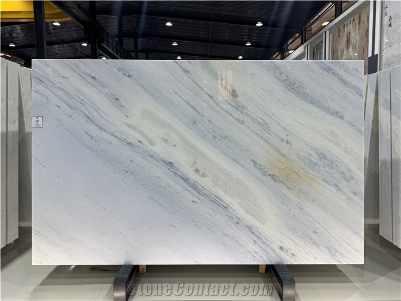 Calcita Azul Polished Crystal Marble Slabs For Wall-Cladding