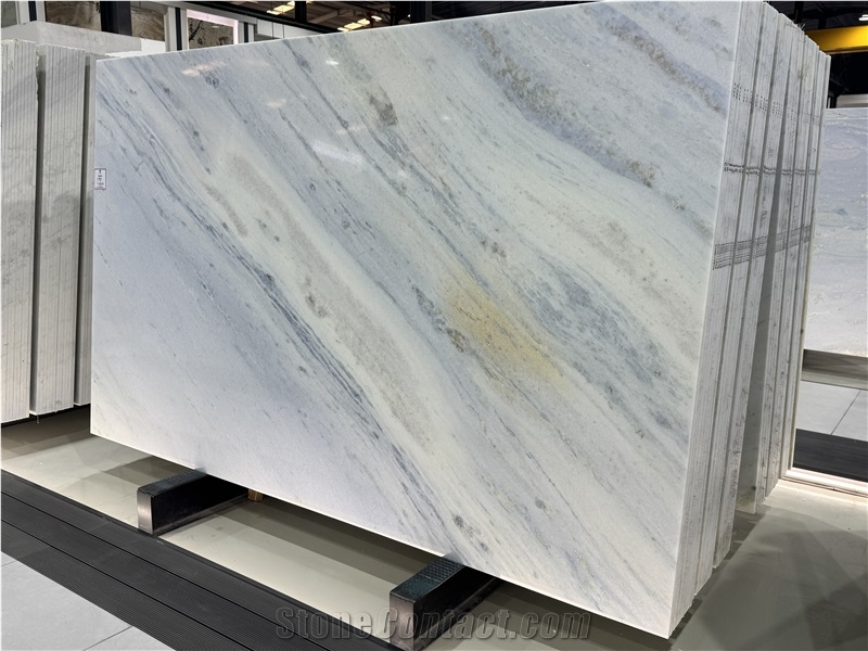 Calcita Azul Polished Crystal Marble Slabs For Wall-Cladding